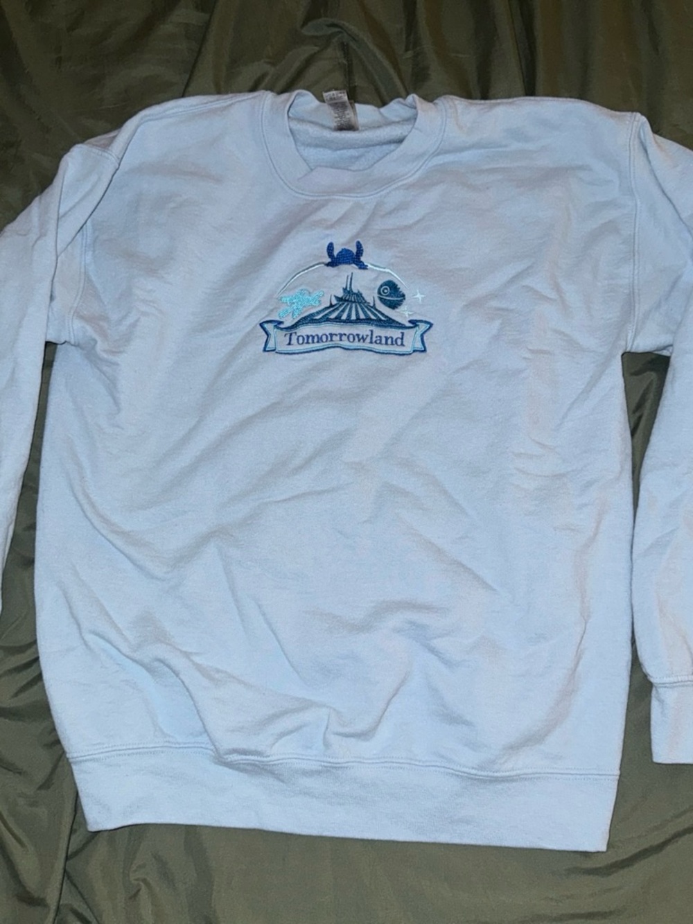 Disney World Tomorrowland Embroidered Crewneck Sweatshirt Stitch Buzz Lightyear